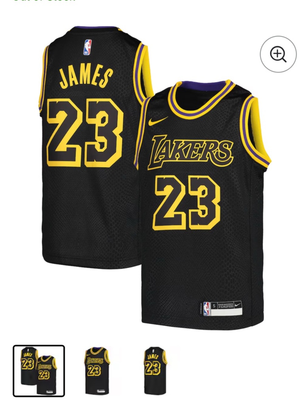 Nike Swingman Los Angeles Lakers Black Mamba Edition LeBron James #23 Jersey